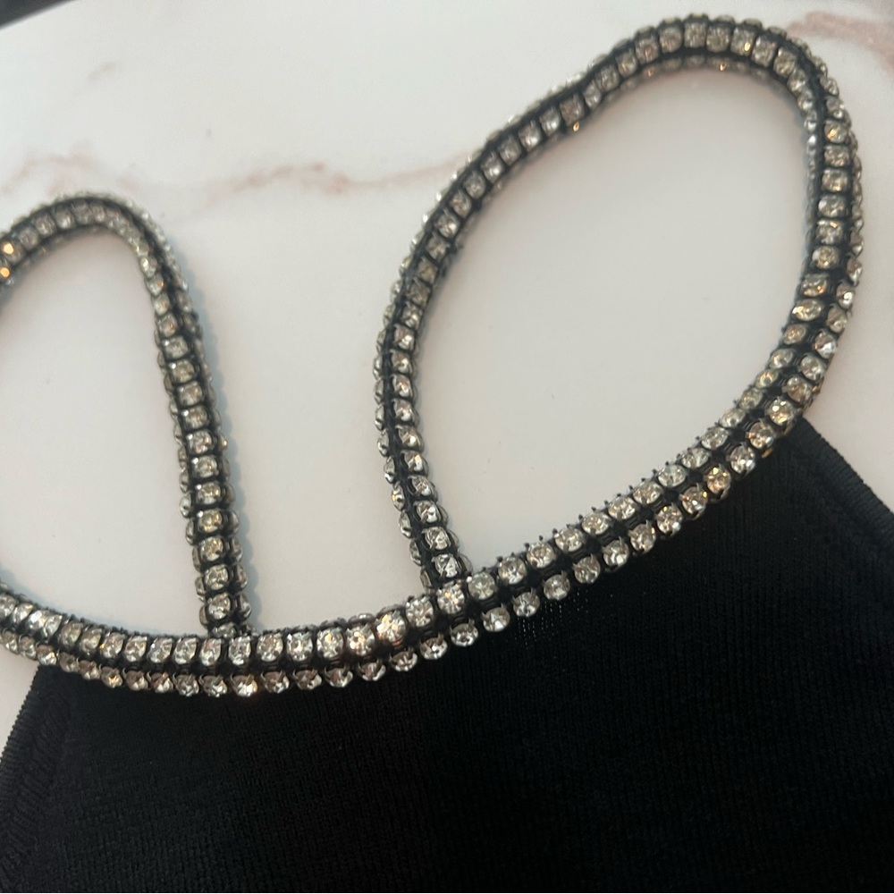 Forever 21 Little Black Dress w/ Rhinestone Straps. Size S. Great Condition!